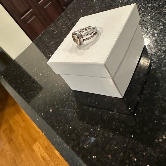 David Yurman Petite Albion Ring in Sterling Silver Morganite and Pave Diamonds - Picture 4 of 4